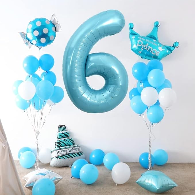 Pearlescent Blue Number 9 Balloon 40 Inch, 9 Balloon Number, 9th Birthday Decorations, Pearlescent Blue Party Supplies for Boys Girls