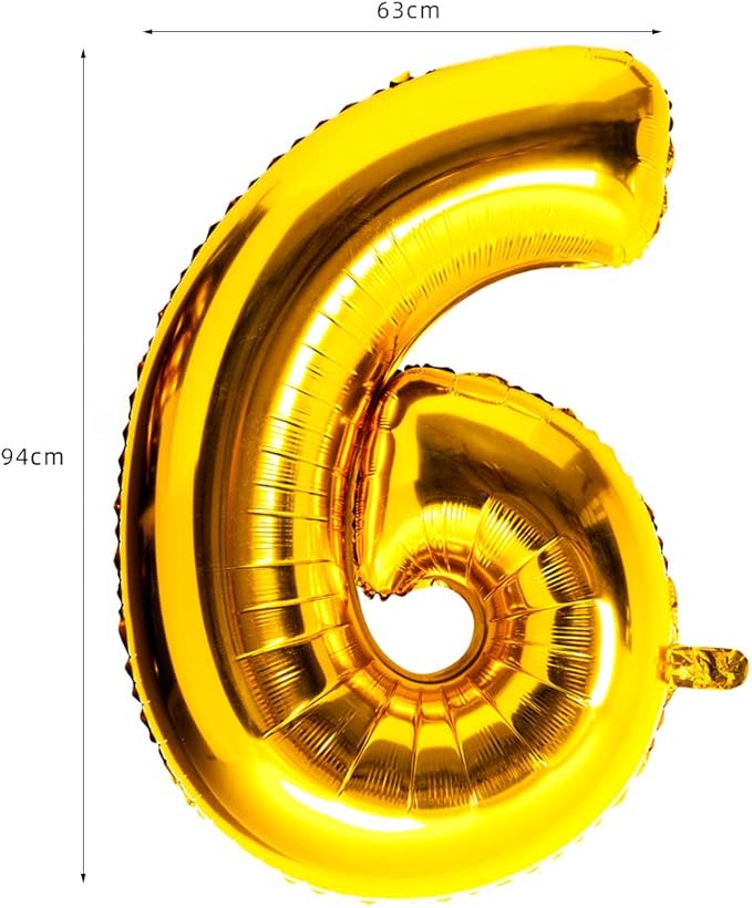 40 Inch Large Foil Helium Number Balloon Birthday Wedding Party 0-9 (Gold, 6)