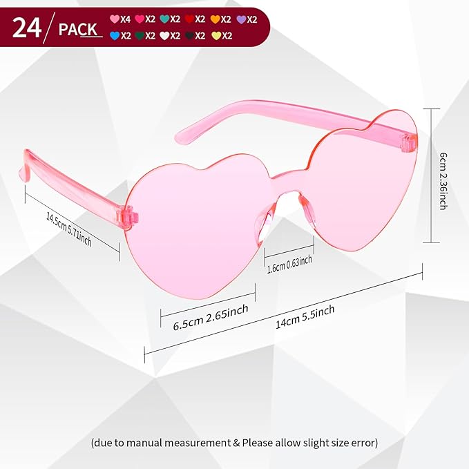 Heart Sunglasses Heart Shaped Glasses Bulk Valentines Halloween Bachelorette Party Decorations Glasses Women Men