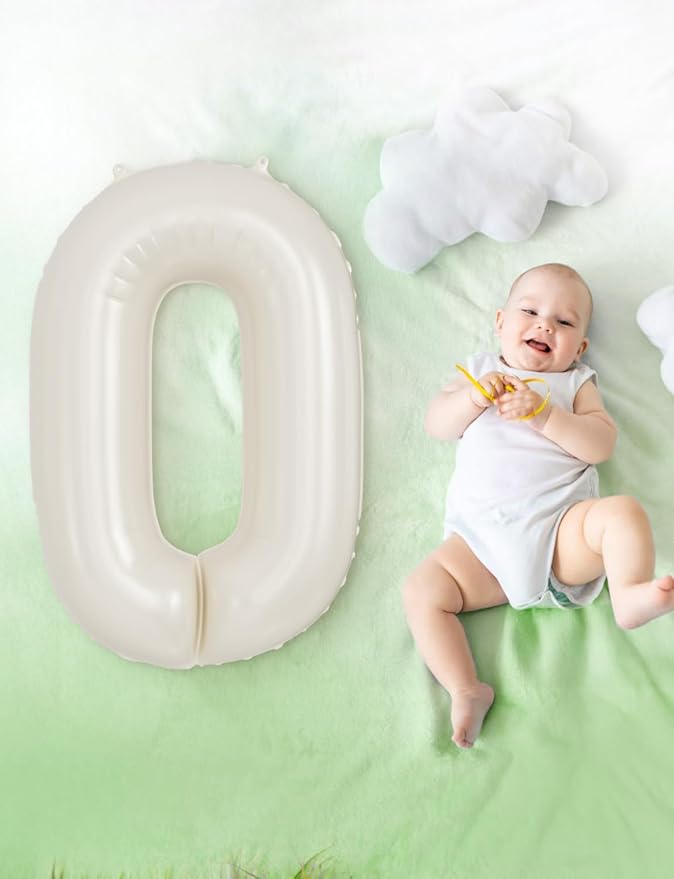 Cream Number 0 Balloons - 40 Inch Number Balloons Big Light Cream Foil Balloon, Mylar balloon for Birthday Anniversary Baby Shower Party Decorations
