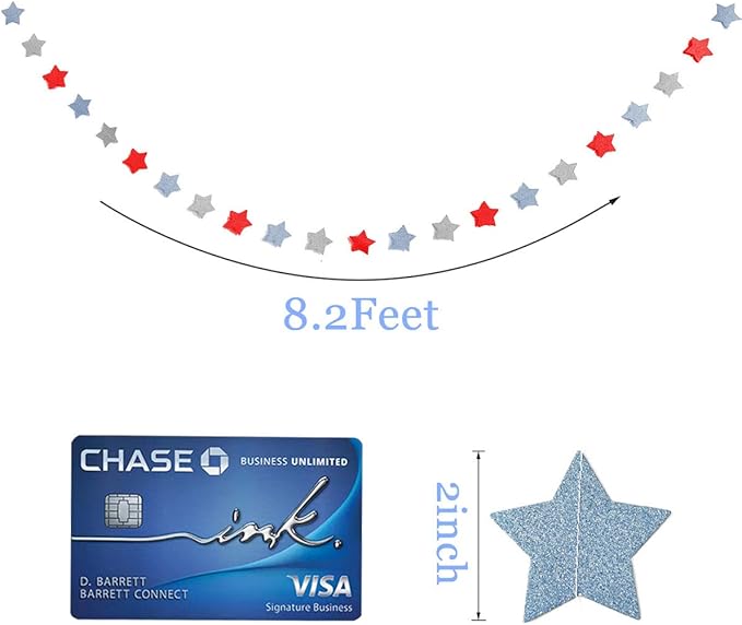 6 Pack Patriotic Star Streamers Garland Red White Blue Bunting Banner Paper Hanging Decorations for 4th of July American Independence Day Labor Day Holiday Memorial Day Party Supplies (50 Feet)