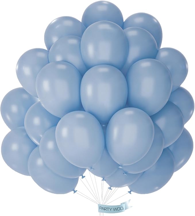 PartyWoo Dusty Blue Balloons 101pcs 12 Inch Slate Blue Boho Neutral Latex Helium Balloons for Baby Shower Gender Reveal Wedding Anniversary Graduation Cat Tornado Birthday Party Decorations Blue-F55