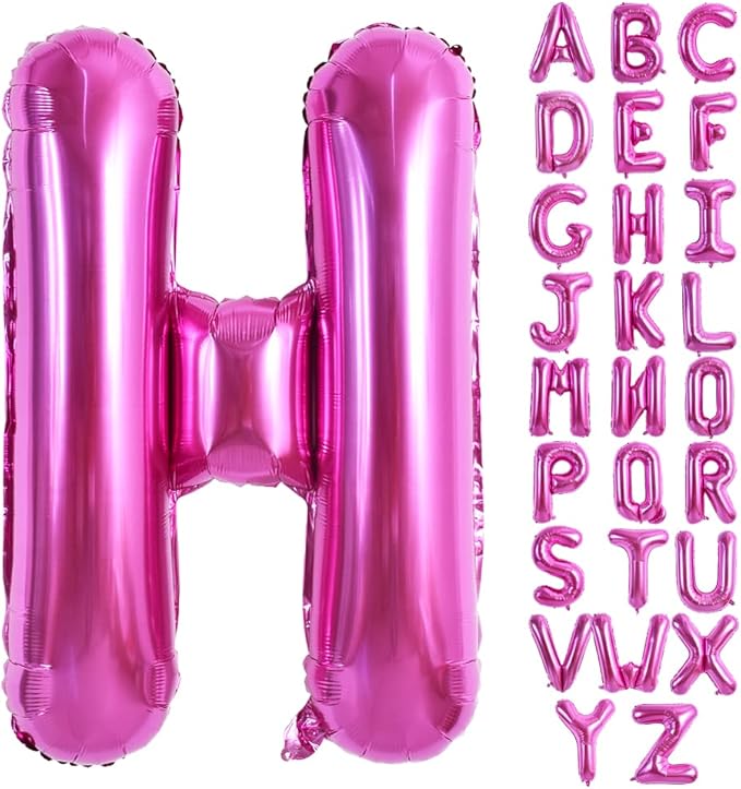 TONIFUL 40 Inch Large Rose Red Letter H Balloons - Giant Hot Pink Alphabet Letter Balloons for Birthday Party Anniversary Supplies Decorations