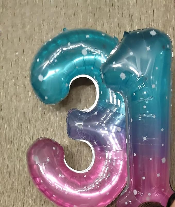 40 Inch Starry Sky 1 Balloon for First Birthday, 1st Number Balloons Birthday Decorations for Girl Kids Toddler Baby, One Giant Number 1 Balloon