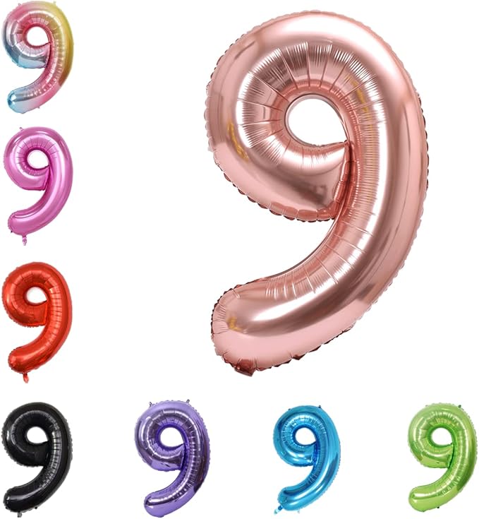 40 Inch Large Foil Helium Number Balloon Birthday Wedding Party 0-9 (Rose Gold, 9)