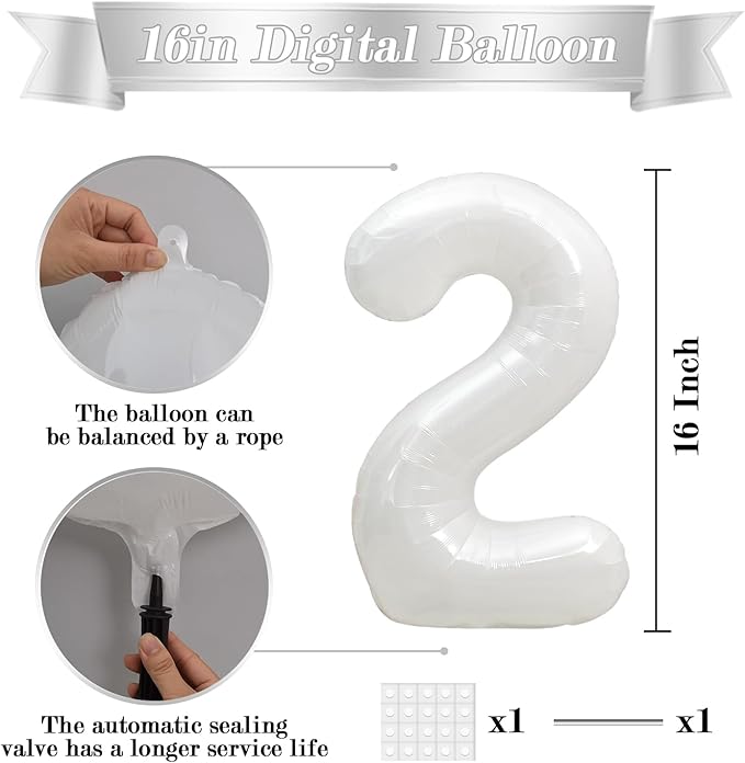 TONIFUL 2026 White Foil Number Balloons 16 Inch White Number Banner 2026 Graduation Aluminum Foil Mylar Balloons for New Year Eve Christmas Anniversary Party Supplies