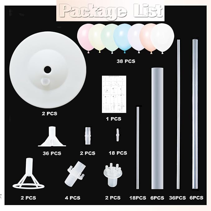 Pastel Balloon Column Kit Set of 2 With Macaron Latex Balloons Stand Included - Base,Pole,Balloon Tower Backdrop Decoration for Wedding,Baby Shower,Bridal,Graduation,Birthday,Easter Party,Bachelorette