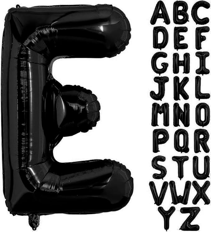 Black Letter E Balloons, 40 Inch Alphabet E Letter Balloons Foil Mylar Big Letter Balloons for Birthday Party Anniversary New Year Graduation Wedding Decorations
