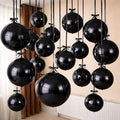 Togvu Black Round Foil Balloons, 12PCS Different Sizes 4D Metallic Balloon Large Black Sphere Mirror Ball Balloons for Prom Graduation Halloween Birthday Party Ceiling Decorations Supplies