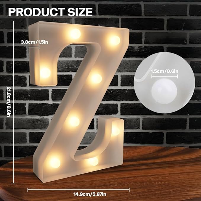 Light Up Letters Marquee, 26 Alphabet LED Lights, Night Light Mini Marquee, White Plastic Letters for Engagement Party Wedding Baby Shower Birthday