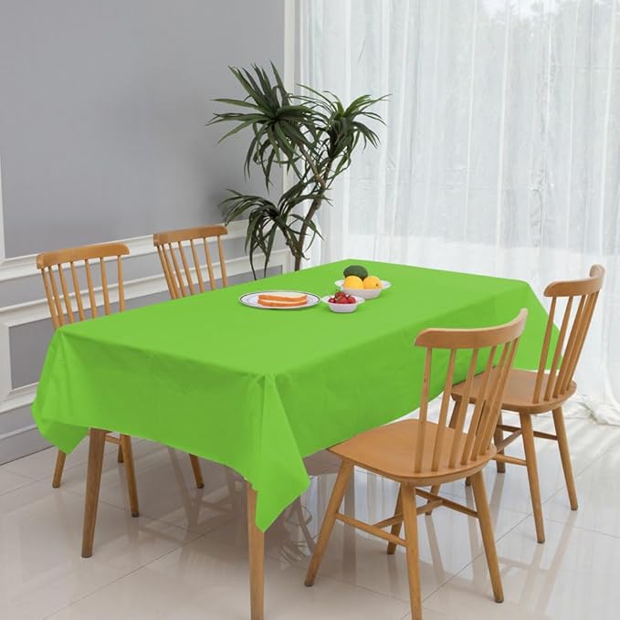 3 Pack Fruit Green Disposable Tablecloth, 54" x 108" Plastic Table Covers, Decorative Rectangle Tablecloth for Parties, Events, Wedding, Inddors & Outdoors