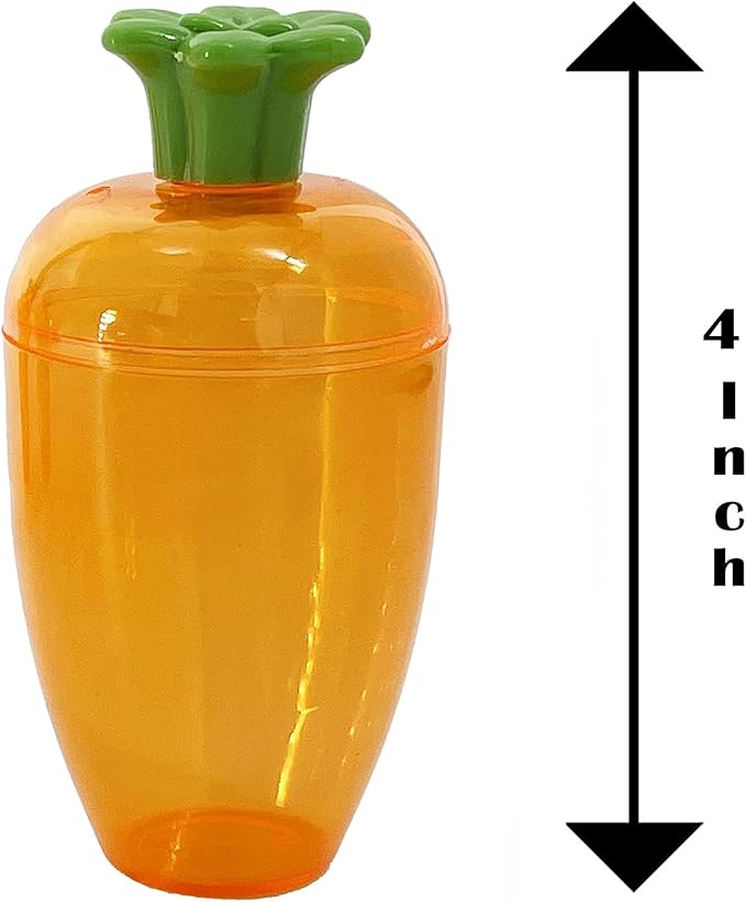 The Dreidel Company Fillable Easter Carrots Containers, Bright Orange Plastic Carrot, Perfect for Easter Hunt, Surprise 5.5" Inch Carrots (48-Pack)