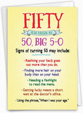 NobleWorks Funny 50th Milestone Birthday Paper Card w/ 5 x 7 Inch Envelope (1 Card) Turning Fifty C9273MBG