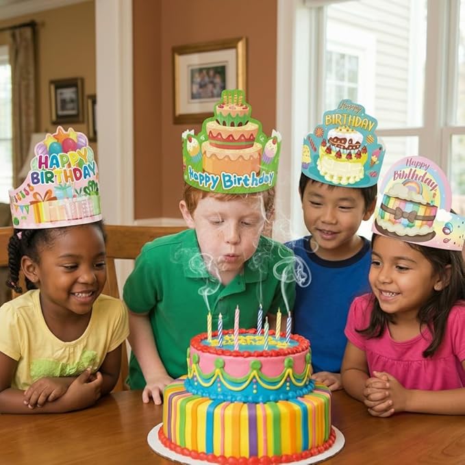 ceiba tree Birthday Crowns for Kids Classroom 36Pcs School Family Colorful Happy Birthday Hats VBS Party Supplies
