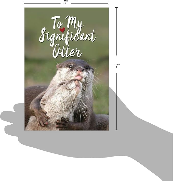 The Best Card Company - 1 Happy Birthday Greeting Card - Adorable Animals, Cute Bday Notecard with Envelope - Significant Otters C5528BDG