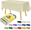 Premium Disposable Table Cloth - 12 Pack, 54 x 108 Inch Table Cloths for Parties, Decorative Tablecloths for Rectangle Tables, Plastic Table Cover, Leakproof & Sturdy, Ivory