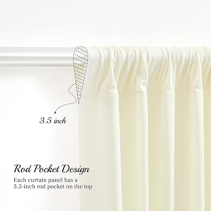 8x10FT Ivory Backdrop Curtains for Wedding Parties, Wrinkle Free Polyester Photography Backdrop Drapes for Wedding Baby Shower Birthday Parties Stage Background Stand Decorations 4x10ft,2 Panels