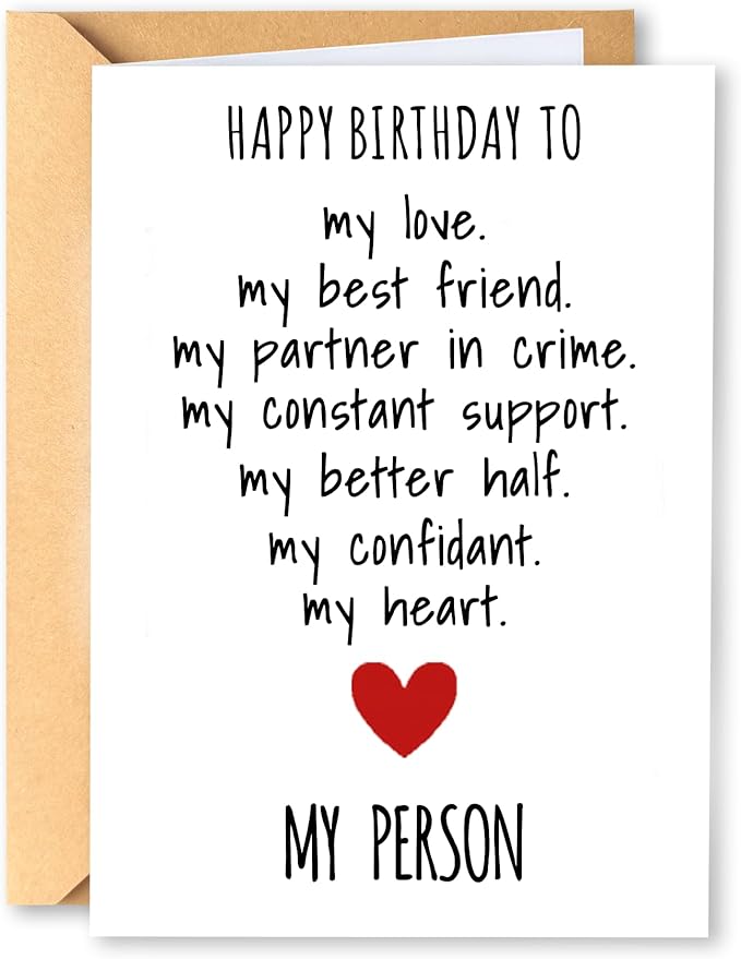 KINGNAME Funny Birthday Card for Him, Romantic Card for Boyfriend Husband, Cute Sexy Gift Message, Anniversary Humor Greeting Card (My Person)