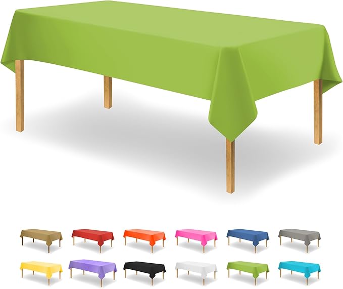 Party Dimensions Lime Green Disposable Plastic Tablecloth for Rectangle Tables (48 Pack) Premium Decorative Table Cloths for Parties, Events & Weddings, Indoors & Outdoors, 54 x 108 inches