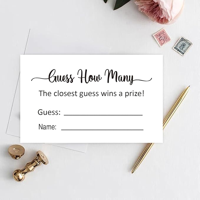 KONKAVA Guess How Many Game Cards, (50 Cards) Baby Shower Game Cards (Minimalist) 3.5" x 2"