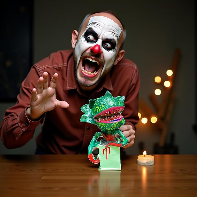 Horror Piranha Plant Garden Statue, 5.9" Tall Cannibal Plant Figurines Resin Chomper Corpse Flower Sculpture Halloween Decoration for Indoor Outdoor Home Office Desk Decor