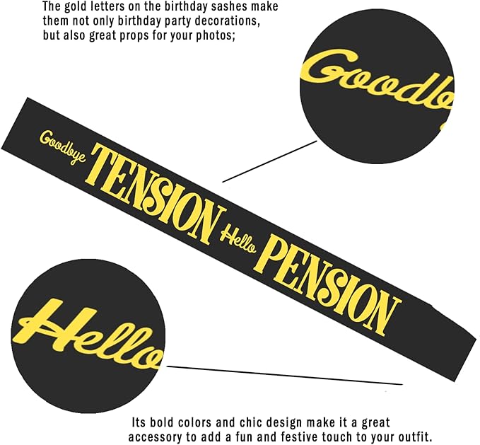 Elegant Retired Sash with Gold Foil - Funny Black Retirement Party Sash Decorations for Both Women and Men Retirement Party Supplies & Large Enough Size (35.6x3.74 inch)