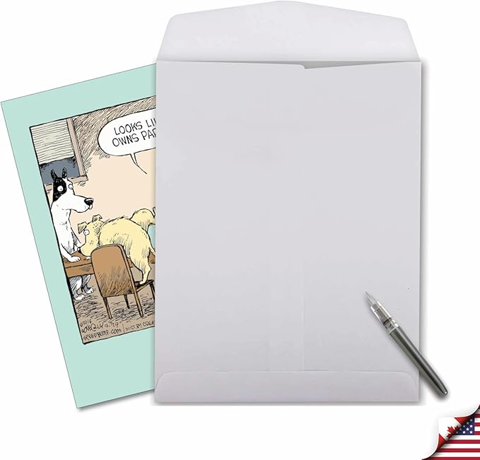NobleWorks - 1 Big Funny Birthday Card Cartoon (8.5 x 11 Inch) - Jumbo Dog Comic Humor, Group Greeting Card with Envelope - Dogopoly J3986BDG