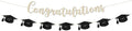 Congratulations Banner - 9 ft Pre-Strung Graduation Banner, Graduation Party Decorations & Decor for Elementary, 5th Grade, 8th Grade, High School, College, Congrats Grad Sign