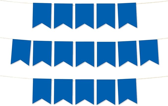 Andaz Press Hanging Pennant Banner with String, Royal Blue, 1-Set, 24 Pennants, Approx. 12-Feet Long