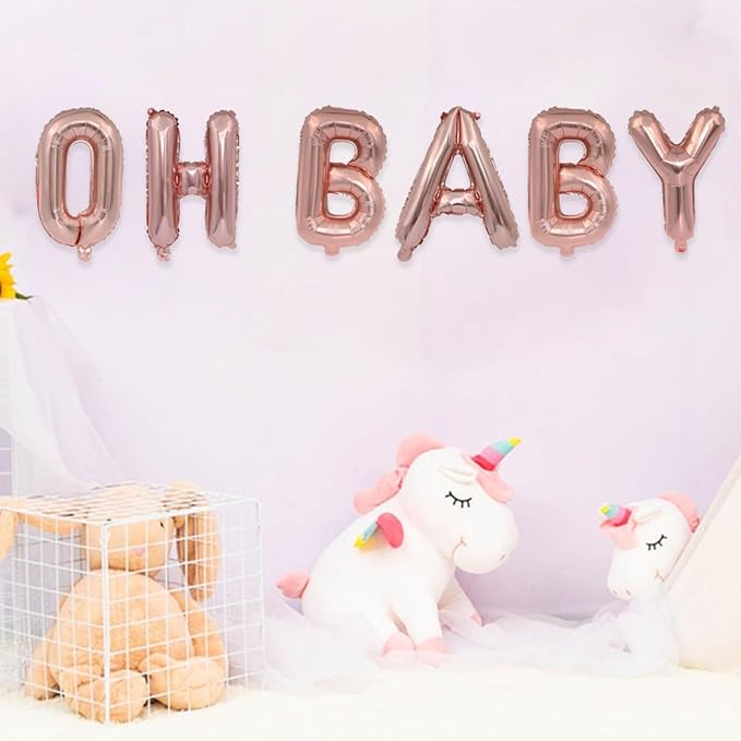 2 Set 12Pcs Rose Gold Oh Baby Letter Balloons 16in Balloon Foil Letter Decorations Party Decor Rose Gold Letter Balloons Oh Baby Party Supplies