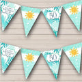 Tropical Holiday Age Blue Sun Personalized Birthday Party Bunting - Hanging Party Decoration - Birthday Party Banner Garland | Decorative Party Supplies