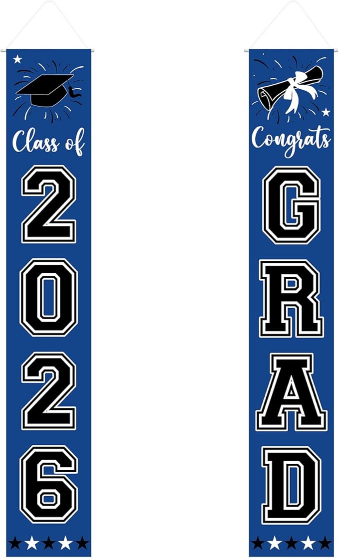 Graduation Decorations Class of 2026 Hanging Grad Banner, Graduation Decorations Class of 2026 for Any Schools or Grades (blue)
