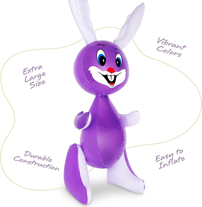 ArtCreativity 36" Inflatable Easter Bunny, Set of 4. Blow Up Easter Bunny for Indoor and Outdoor Party Decorations, Bunny Themed Birthday Party Favors, 4 Assorted Colors