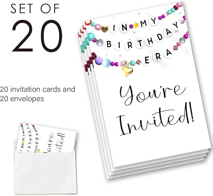 In My Birthday Era Party Invitations Supplies with Envelopes Set of 20 Girl Birthday Invites for Fans Celebration Party Fill in Blank, Double Sided