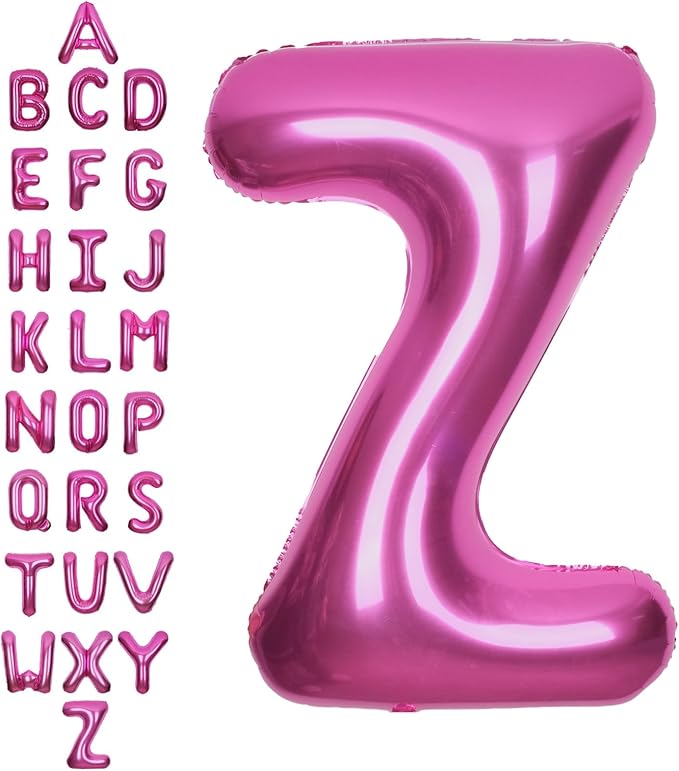 SUWEN 40 Inch Hot Pink Large Z Letter Balloons Big Foil Helium Letter Balloons A-Z Jumbo Mylar Happy Birthday Party Decorations for Woman Anniversary Party Supplies