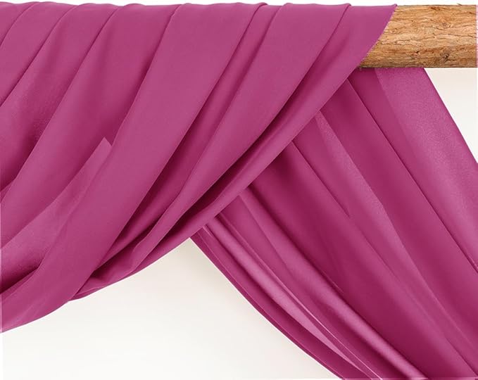 Wedding Arch Draping Fabric 30'' x 18FT Sheer Chiffon Arch Drape Backdrop 2 Panel Fuschia Drapes for Easter Bridal Shower Photo Booth Church Decor Birthday Party Outdoor Decor