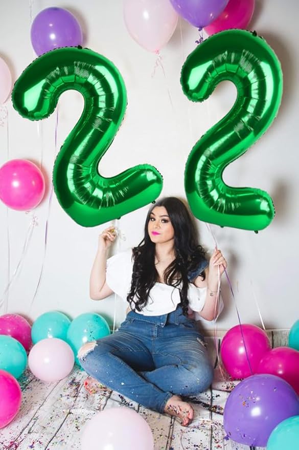 2 Numbers Balloon 40 Inch Dark Green Two Balloon Number Birthday Decor, 2nd 12 21st Party Celebration Decorations Graduations Wedding Baby Shower
