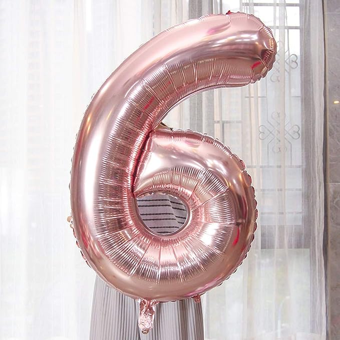 Juland Rose Gold Number Balloons Large Foil Mylar Balloons 40 Inch Giant Jumbo Number Balloons for Birthday Party Decorations 26
