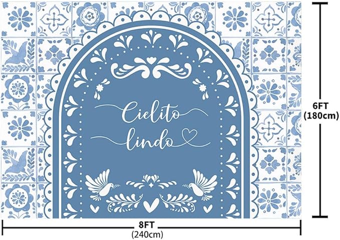 MEHOFOND 8x6ft Cielito Lindo Baby Shower Backdrop Blue Arch Cielito Lindo Baby Shower Party Decorations Banner Mexican Wedding Birthday Fiesta Party Decor Photography Background Supplies