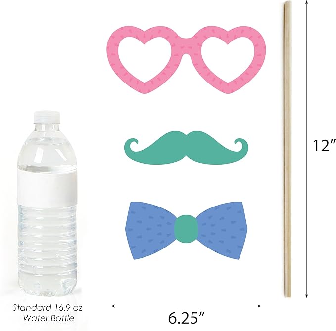 Big Dot of Happiness Engagement Photo Booth Props Kit - 20-Piece Props Set, Premium Party Photography Accessories, Celebration Decorations, DIY Assembly with Sticks and Adhesives - Colorful