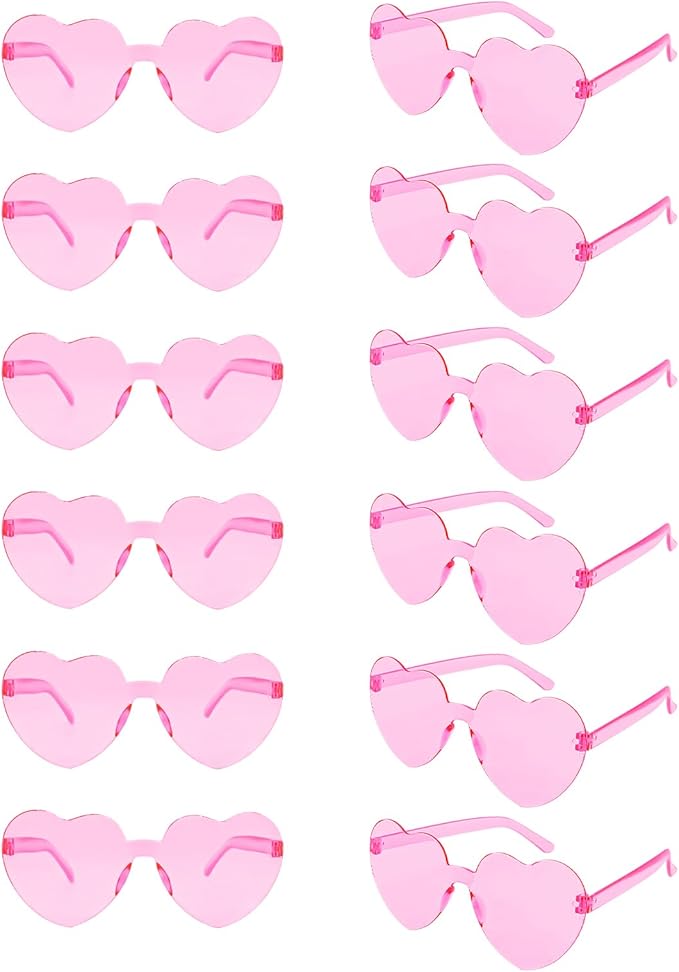 Valentines Heart Shaped Glasses for Women Girls 12 Pairs Valentines Party Favors Pink Sunglasses Bulk Galentines Day Decorations Valentine Glasses Goodie Bag Stuffers Gifts Eyewear Accessories Kids
