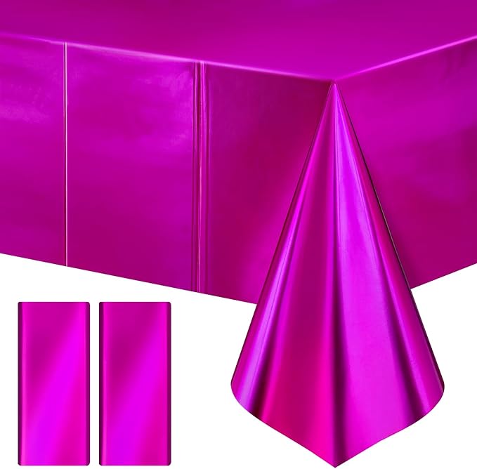 2 pcs Fuchsia Red Tablecloth Plastic -Stunning Metallic Matte Finish, 40" x 108" Baby Shower Hot Pink Table Cloth, Perfect for Valentine's Day Princess Birthday Party Wedding Christmas Decorations