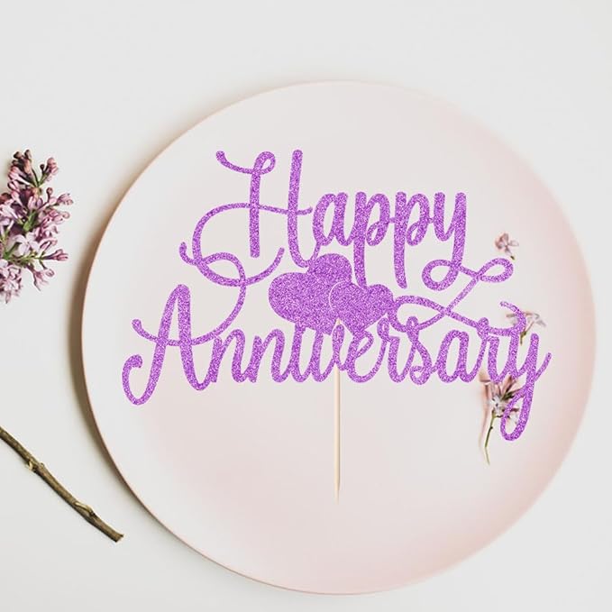 Kaoenla Happy Anniversary Cake Topper - Company Anniversary,Wedding Wedding Anniversary,Birthday Party Selected Decoration Supplies