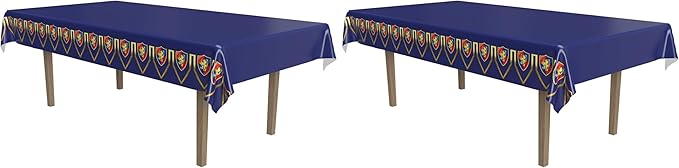 Beistle Medieval Tablecover, 54” x 108” – Plastic Table Cloth, Medieval Decorations, Castle Party Supplies, Knight Birthday Decorations, Rectangular Table Cloth (Pack of 2)