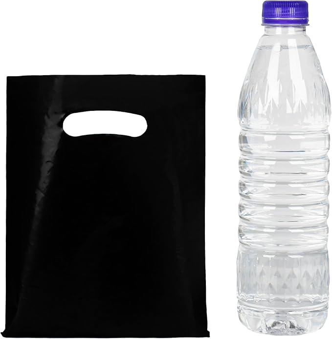 100 PCS Black Small Gift Bags, 6"x8" Merchandise Bags for Small Businesses, Goodie Bags Party Favor Bags for Kids, Treat Bag Retail Bag with Handle for Kids Birthday, Christmas