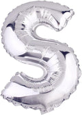 Glanzzeit 16 Inch Silver Foil Balloons Letters A to Z Numbers 0 to 9 for Prom Wedding Birthday Party Decor (Letter S)