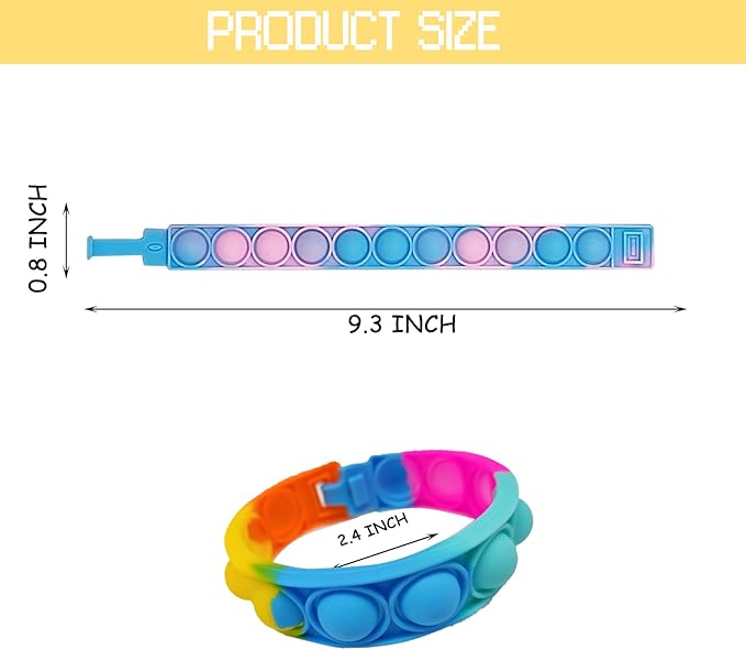 60Pcs Pop Bracelet Bubble Fidget Sensory Toys for Party Favors, Pop Keychain Bulk Toy for Student Classroom Prizes, Christmas Valentine Birthday Gifts Easter Egg Basket Stuffers for Kids
