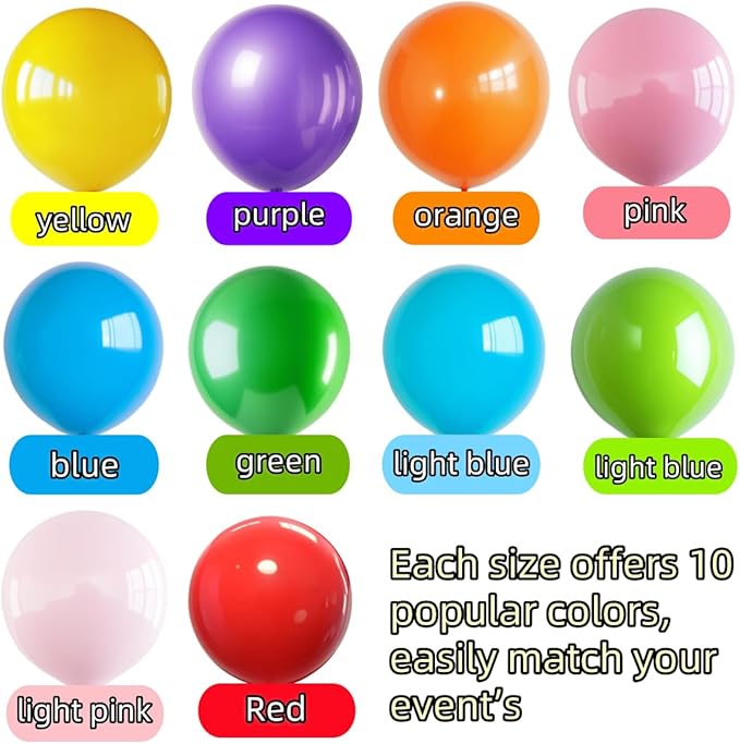 50 Pcs Giant Balloons Kit 18 24 36 Inch Mixed Size Latex pool Balloon, With 10 Colors - Party Decoration Supplies for Birthdays, Weddings, Events