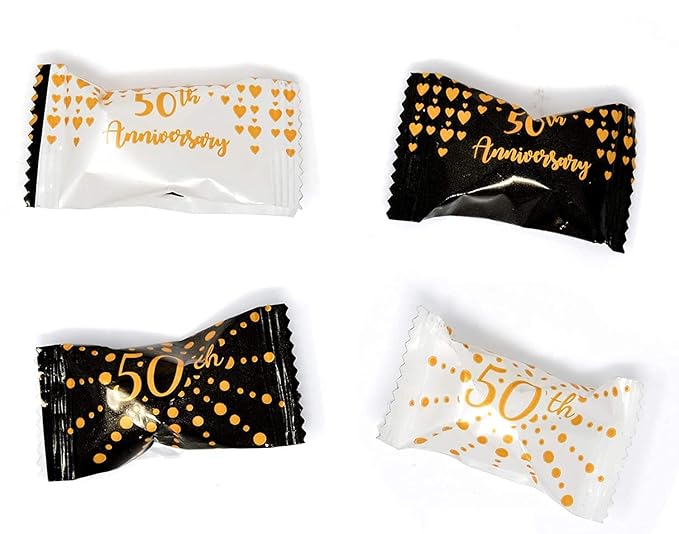 50th Anniversary Wedding Peppermints 100 Count-Ideal for Parties with Candy Tables or Goodie Favor Bags