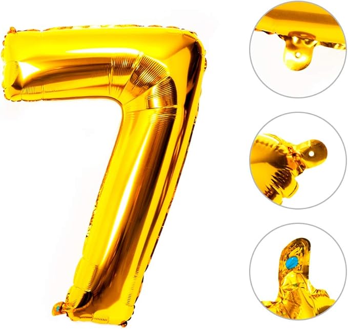 40 Inch Large Foil Helium Number Balloon Birthday Wedding Party 0-9 (Gold, 7)
